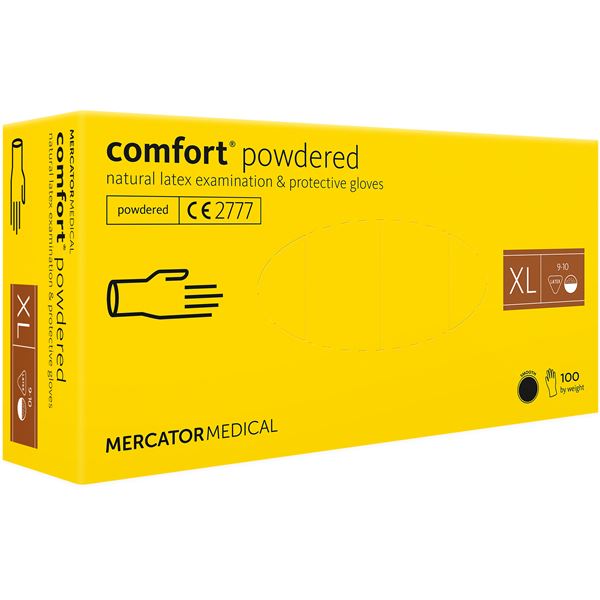 Rukavice pro široké použítí - Mercator Comfort powdered XL, 100 ks