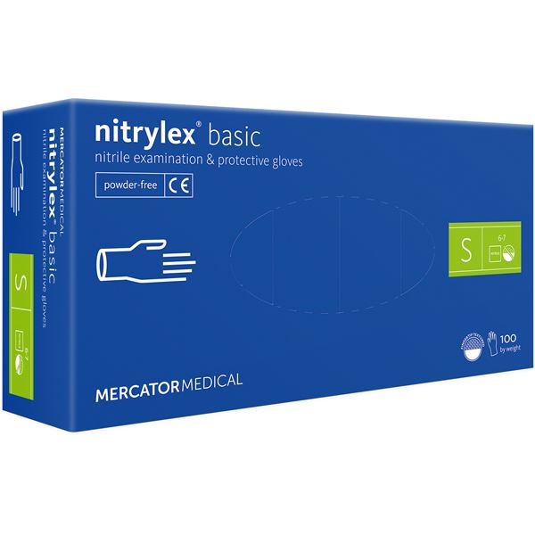 Nepudrované nitrilové rukavice - Mercator Nitrylex basic dark blue S, 100 ks