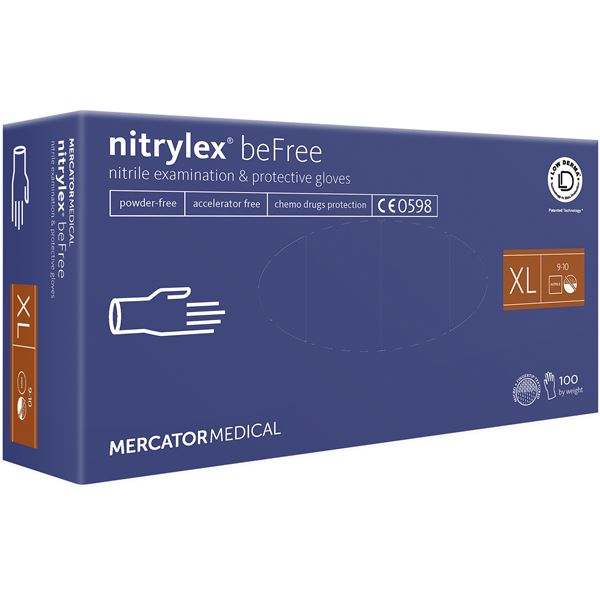 Nejjemnější jednorázové rukavice - Mercator Nitrylex beFree XL, 100 ks
