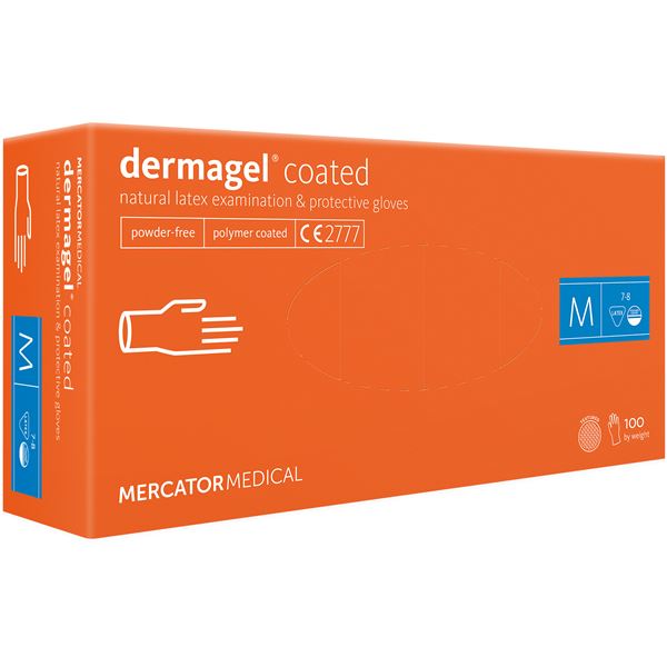 Univerzální chirurgické rukavice - Mercator Dermagel coated M, 100 ks