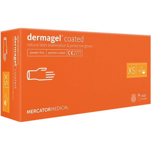 Univerzální chirurgické rukavice - Mercator Dermagel coated XS, 100 ks