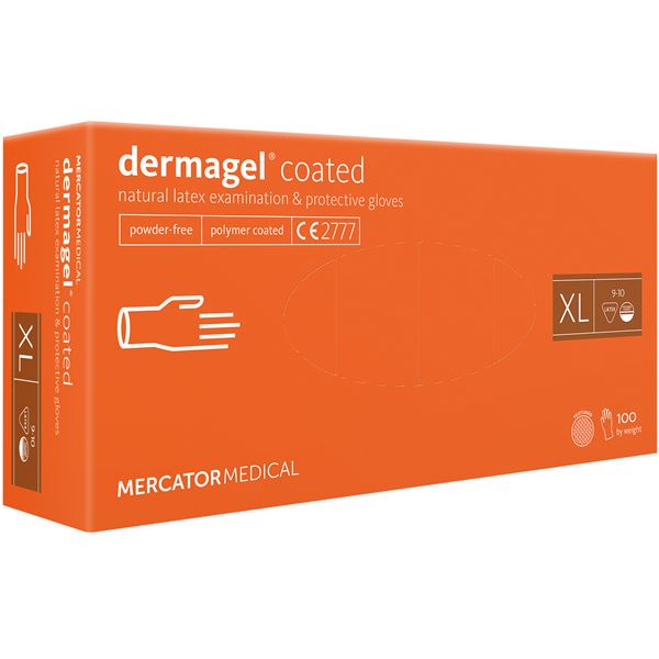 Univerzální chirurgické rukavice - Mercator Dermagel coated XL, 100 ks