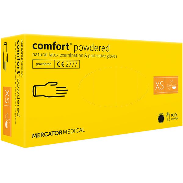 Rukavice pro široké použítí - Mercator Comfort powdered XS, 100 ks