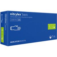 Nepudrované nitrilové rukavice - Mercator Nitrylex basic dark blue S, 100 ks