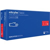 Nepudrované nitrilové rukavice - Mercator Nitrylex basic dark blue L, 100 ks