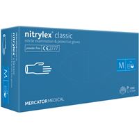 Nepudrované nitrilové zdravotnické rukavice - Mercator Nitrylex classic blue M, 100 ks