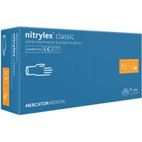 Nepudrované nitrilové zdravotnické rukavice - Mercator Nitrylex classic blue XS, 100 ks