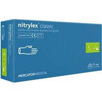 Nepudrované nitrilové zdravotnické rukavice - Mercator Nitrylex classic blue S, 100 ks