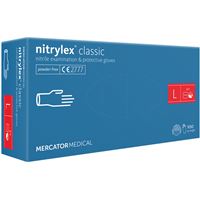 Nepudrované nitrilové zdravotnické rukavice - Mercator Nitrylex classic blue L, 100 ks