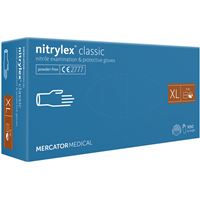 Nepudrované nitrilové zdravotnické rukavice - Mercator Nitrylex classic blue XL, 100 ks