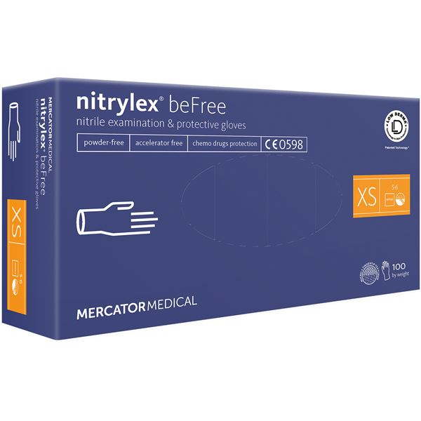 Nejjemnější jednorázové rukavice - Mercator Nitrylex beFree XS, 100 ks