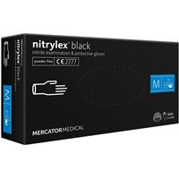Nepudrované nitrilové rukavice - Mercator Nitrylex black M, 100 ks