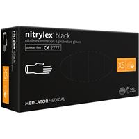 Nepudrované nitrilové rukavice - Mercator Nitrylex black XS, 100 ks