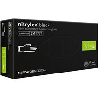 Nepudrované nitrilové rukavice - Mercator Nitrylex black S, 100 ks