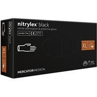 Nepudrované nitrilové rukavice - Mercator Nitrylex black XL, 100 ks