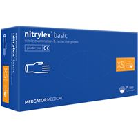 Nepudrované nitrilové rukavice - Mercator Nitrylex basic dark blue XS, 100 ks