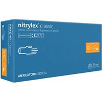 Nepudrované nitrilové zdravotnické rukavice - Mercator Nitrylex classic white XS, 100 ks